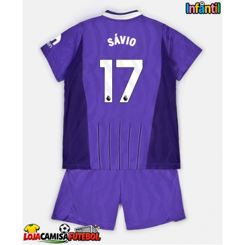 Camisa de Futebol Tottenham Hotspur Savio #17 Equipamento Alternativo Infantil 2026-27 Manga Curta (+ Calças curtas)